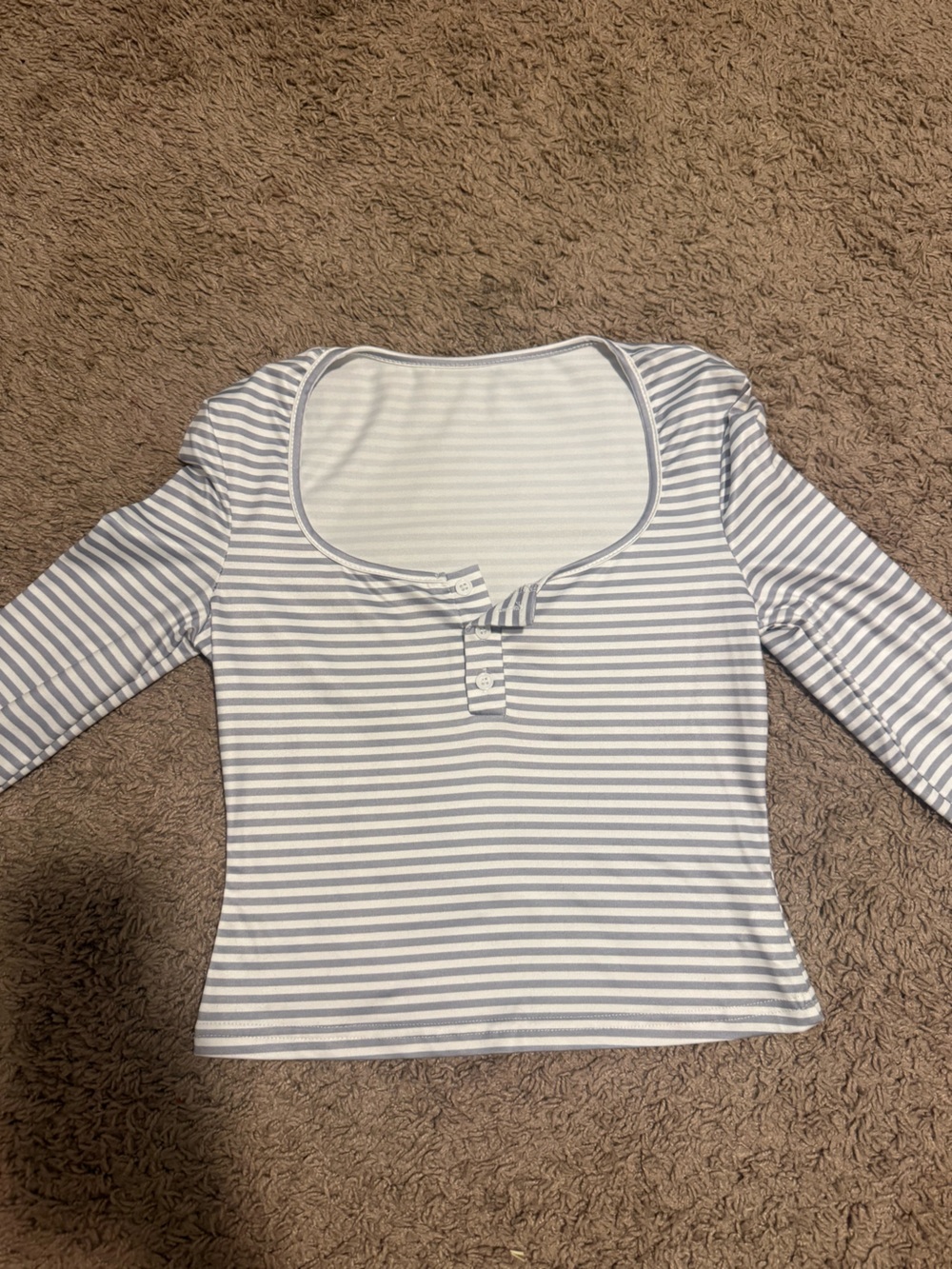 Striped Grey and White Long Sleeve Button Up Tee